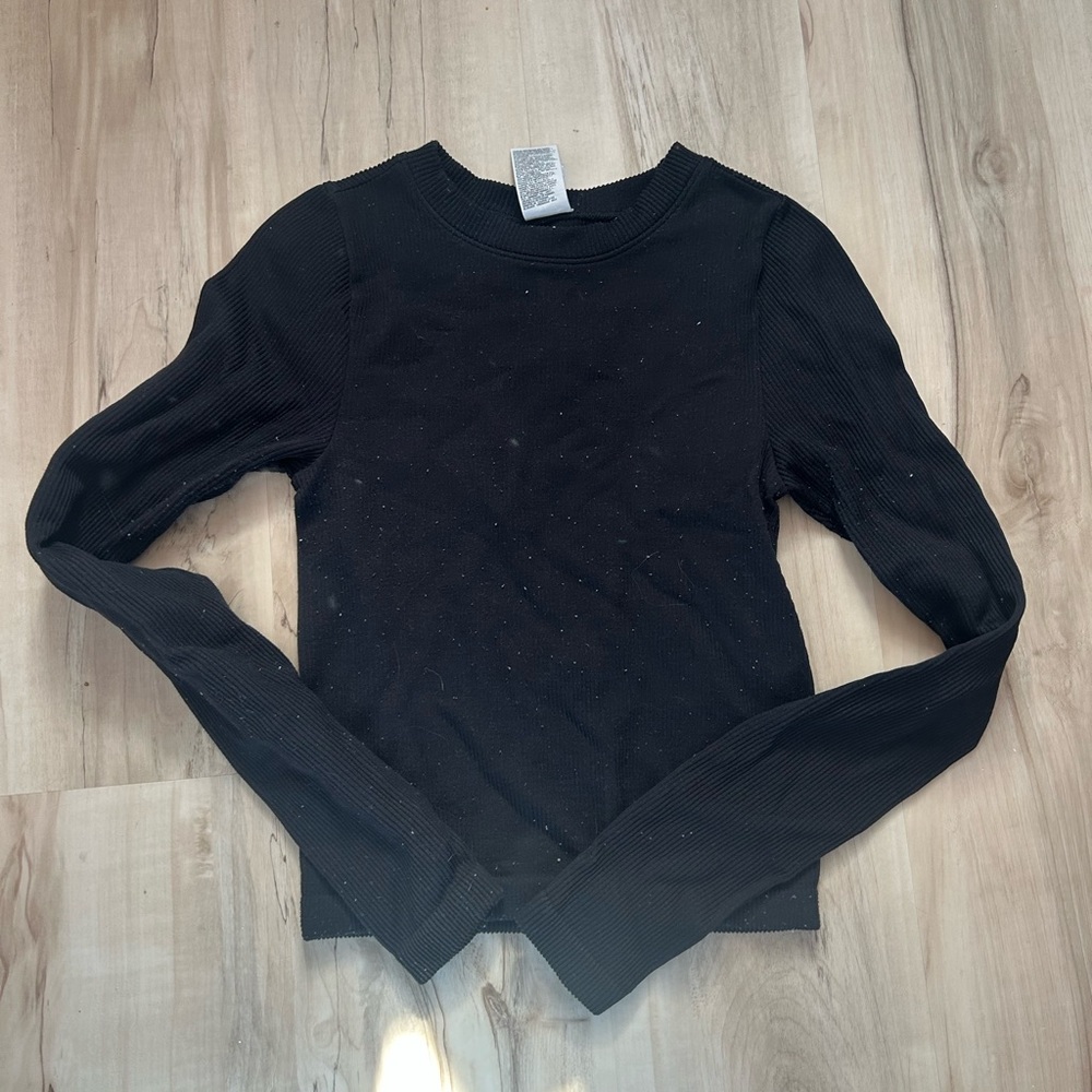 old navy black ribbed long sleeve t-shirt
